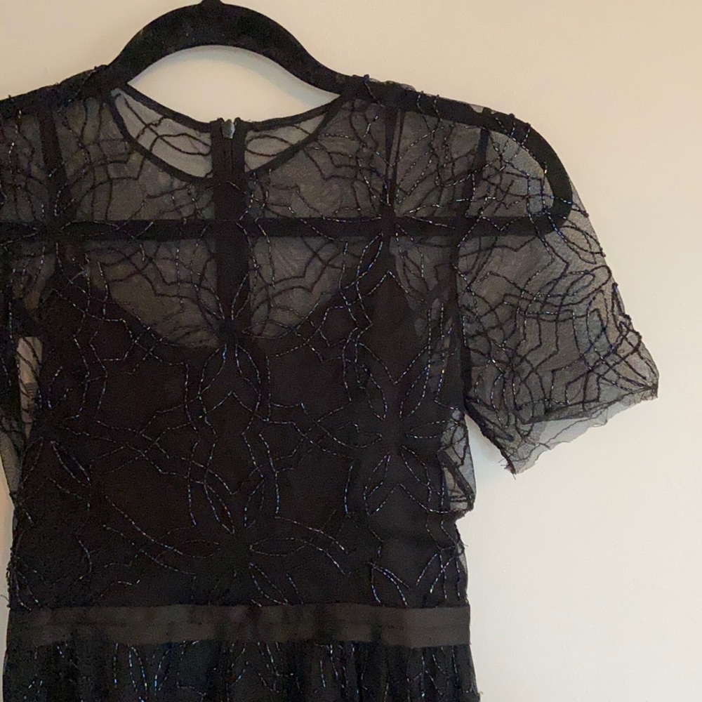 Needle & Thread Black Flutter Sleeve Mini Gown